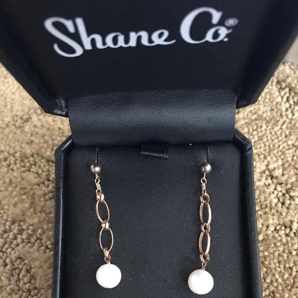 PEARL ROSE STERLING SILVER DROP DANGLE EARRINGS